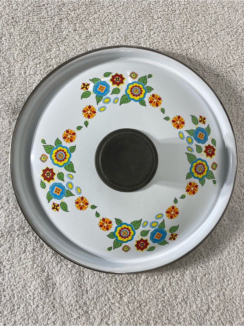 Vintage JMP Spain Sweet Flowers Enamelware Replacement Pot Lid - Picture 2 of 12